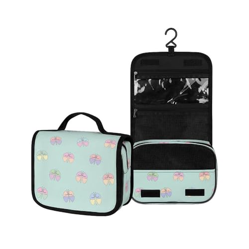 Surwin Kulturbeutel Herren Damen Zum Aufhängen Reise Hängender Kulturbeutel Kulturtasche Tragbare Groß Kosmetiktasche mit 3 Fächern Schminktasche (einfacher Schmetterling,22.5x18.5x7cm) von Surwin