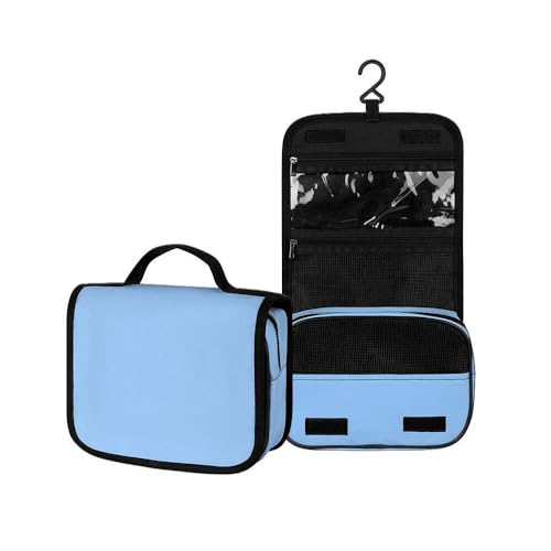 Surwin Kulturbeutel Herren Damen Zum Aufhängen Reise Hängender Kulturbeutel Kulturtasche Tragbare Groß Kosmetiktasche mit 3 Fächern Schminktasche für Urlaub Travel Ferien (Aquablau,22.5x18.5x7cm) von Surwin