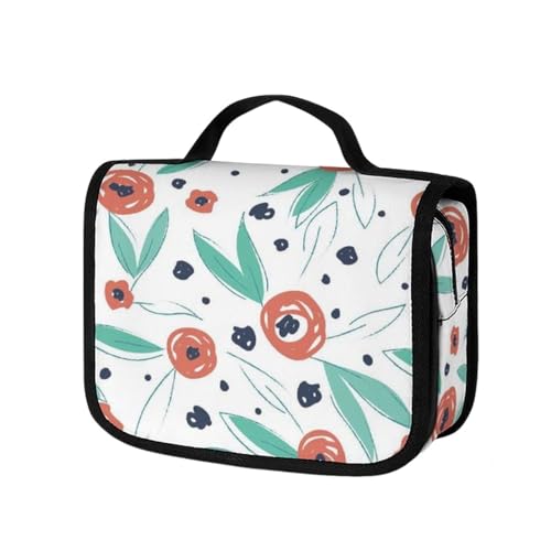 Surwin Kulturbeutel Herren Damen Zum Aufhängen Reise Hängender Kulturbeutel Kulturtasche Tragbare Groß Kosmetiktasche mit 4 Fächern Schminktasche für Urlaub Travel, 3D Blumen (Graffiti) von Surwin