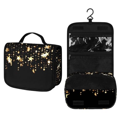 Surwin Kulturbeutel Herren Damen Zum Aufhängen Reise Hängender Kulturbeutel Kulturtasche Tragbare Groß Kosmetiktasche mit 4 Fächern Schminktasche für Urlaub Travel, Leuchtend Stern (Leuchtenden) von Surwin