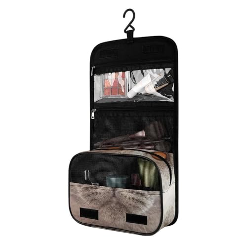 Surwin Kulturbeutel Herren Damen Zum Aufhängen Reise Hängender Kulturbeutel Kulturtasche Tragbare Groß Kosmetiktasche mit 4 Fächern Schminktasche für Urlaub Travel Ferien -3D Süß Tier (Kawaii) von Surwin