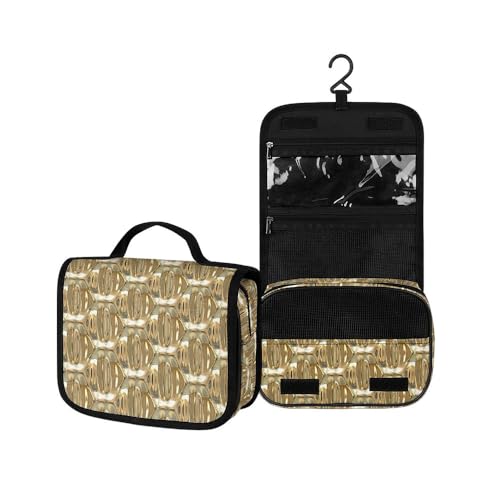 Surwin Kulturbeutel Herren Damen Zum Aufhängen Reise Hängender Kulturbeutel Kulturtasche Tragbare Metallstil Groß Kosmetiktasche mit 3 Fächern Schminktasche (Geometrie,22.5x18.5x7cm) von Surwin