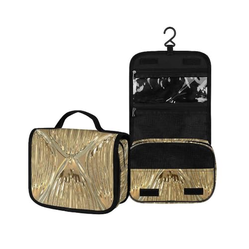 Surwin Kulturbeutel Herren Damen Zum Aufhängen Reise Hängender Kulturbeutel Kulturtasche Tragbare Metallstil Groß Kosmetiktasche mit 3 Fächern Schminktasche (Krawatte,22.5x18.5x7cm) von Surwin