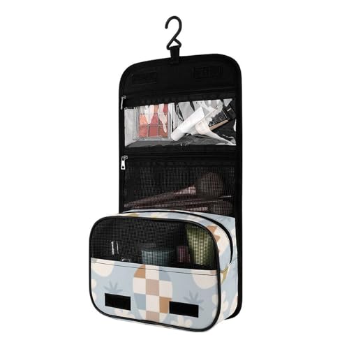 Surwin Kulturbeutel Herren Damen Zum Aufhängen Reise Hängender Kulturbeutel Kulturtasche Tragbare Ostern Groß Kosmetiktasche mit 4 Fächern Schminktasche für Urlaub Travel Ferien (Blumen) von Surwin