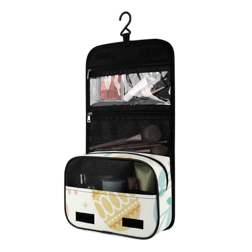 Surwin Kulturbeutel Herren Damen Zum Aufhängen Reise Hängender Kulturbeutel Kulturtasche Tragbare Ostern Groß Kosmetiktasche mit 4 Fächern Schminktasche für Urlaub Travel Ferien (Osterei) von Surwin