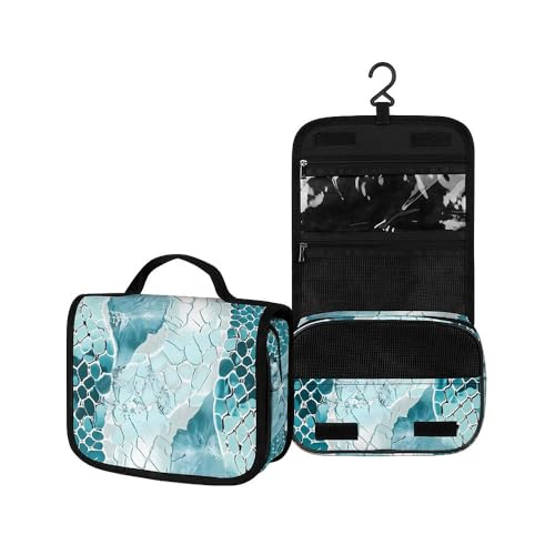 Surwin Kulturbeutel Herren Damen Zum Aufhängen Reise Hängender Kulturbeutel Kulturtasche Tragbare Tierische Textur Groß Kosmetiktasche mit 3 Fächern Schminktasche (Schlangenmuster,22.5x18.5x7cm) von Surwin