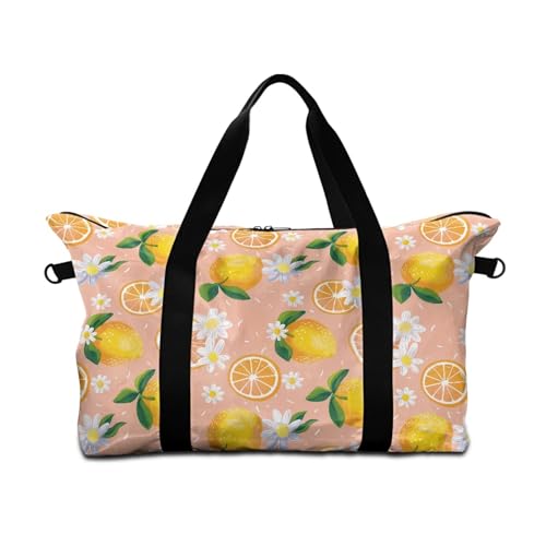 Surwin Reisetasche Handgepäck, 3D Zitrone Muster Handgepäck Tasche für Flugzeug 25L Weekender Tasche Sporttasche mit Abnehmbar Schultergurt für Herren Damen (Gänseblümchen) von Surwin