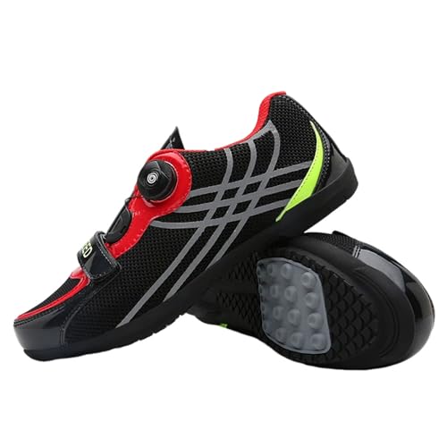 Surwin Rennradschuhe Herren Damen, Fahrradschuhe Herren mit Gummisohle, Atmungsaktiv Komfortabel MTB Schuhe rutschfest Fahrradschuhe, 36-46 EU MTB Schuhe Sports & Outdoor Shoes (Schwarz Rot,42) von Surwin