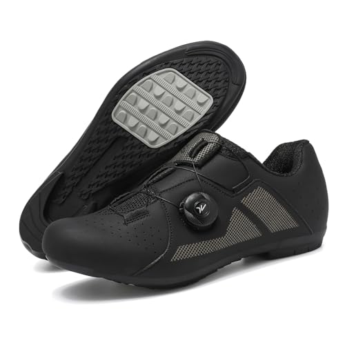Surwin Rennradschuhe Herren Damen, Fahrradschuhe Herren mit Gummisohle, Atmungsaktiv Komfortabel MTB Schuhe rutschfest Fahrradschuhe, 37-48EU MTB Schuhe Sports & Outdoor Shoes (Schwarz,40) von Surwin
