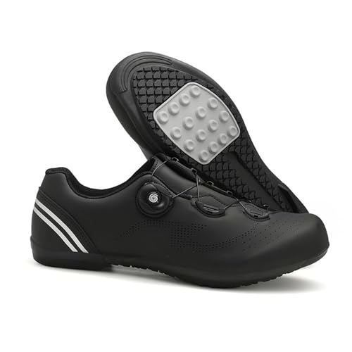 Surwin Rennradschuhe Herren Damen, Fahrradschuhe Herren mit Gummisohle, Atmungsaktiv MTB Schuhe rutschfest Fahrradschuhe, Rotierendem Schnürsenkelsystem MTB Schuhe Sports & Outdoor Shoes (Schwarz,46) von Surwin