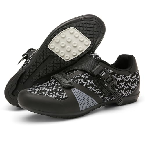 Surwin Rennradschuhe Herren Damen, Fahrradschuhe Herren mit Gummisohle, Atmungsaktive MTB Schuhe No-Lock rutschfest Fahrradschuhe, 37-48 EU MTB Schuhe Sports & Outdoor Shoes (Schwarz,46) von Surwin