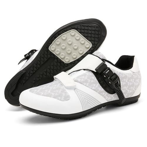 Surwin Rennradschuhe Herren Damen, Fahrradschuhe Herren mit Gummisohle, Atmungsaktive MTB Schuhe No-Lock rutschfest Fahrradschuhe, 37-48 EU MTB Schuhe Sports & Outdoor Shoes (Weiß,41) von Surwin
