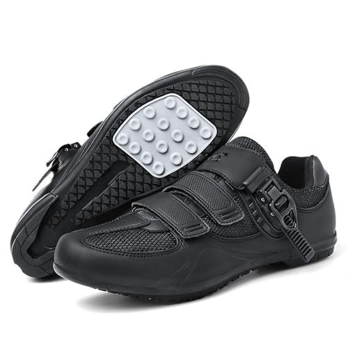 Surwin Rennradschuhe Herren Damen, Fahrradschuhe Herren mit Gummisohle, Atmungsaktive MTB Schuhe No-Lock rutschfest Fahrradschuhe, Tragbar Verschluss MTB Schuhe Sports & Outdoor Shoes (Schwarz,40) von Surwin
