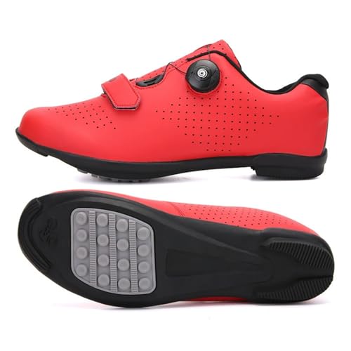 Surwin Schlichte Mode Rennradschuhe Herren Damen, Fahrradschuhe Herren mit Gummisohle, Atmungsaktive MTB Schuhe rutschfest Fahrradschuhe, Kein Schloss MTB Schuhe Sports & Outdoor Shoes (Rot,45) von Surwin