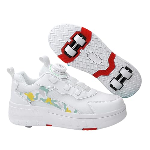 Surwin Schuhe mit Rollen für Mädchen, 2 in 1 Schuhe mit Rollen Versenkbarer, Schuhe mit Rollen für Jungen mit Rollen, Camouflage Outdoor Roller Skate Shoes, Turnschuhe Skateboardschuhe von Surwin