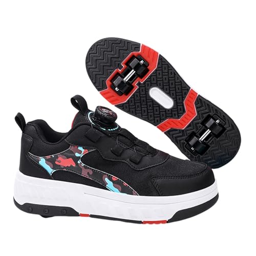 Surwin Schuhe mit Rollen für Mädchen, 2 in 1 Schuhe mit Rollen Versenkbarer, Schuhe mit Rollen für Jungen mit Rollen, Camouflage Outdoor Roller Skate Shoes, Turnschuhe Skateboardschuhe von Surwin