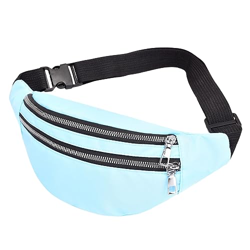 Surwin Solide Farbe Bauchtasche für Damen Herren, Oxford Stoff Gürteltasche Verstellbarem Riemen Hüfttasche Brusttasche Umhängetasche für Reisen Outdoor Sportarten Training Jogging (Hellblau) von Surwin