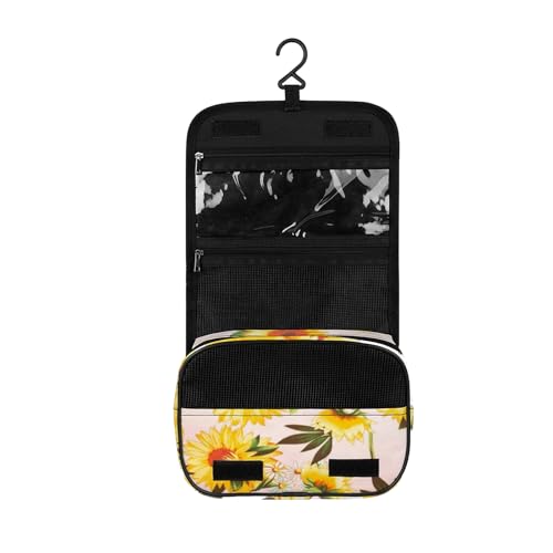 Surwin Sonnenblume Druck Kulturbeutel Herren Damen Zum Aufhängen Reise, Hängender Kulturbeutel Kulturtasche Tragbare Kosmetiktasche Schminktasche für Urlaub Travel Ferien (Sonnenblume 1,One Size) von Surwin