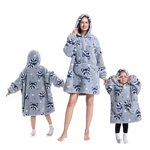 Surwin Übergroße Hoodie Decke für Herren Damen Kinder, Oversized Extra Lang Tragbare Decke Weiche Warme Niedlich Sherpa Sweatshirt Hoodie Decke mit Ärmeln und Tasche Kapuzenpullover von Surwin