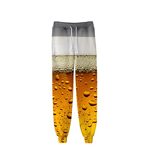 Surwin Unisex Jogger Hosen Herren Damen Trainingshose 3D Bier Bedruckte Slim Fit Hose Jogginghose Hip Hop Streetwear Sporthose Baggy Kordelzug Freizeithosen (Gelbes Bier 6,XL) von Surwin