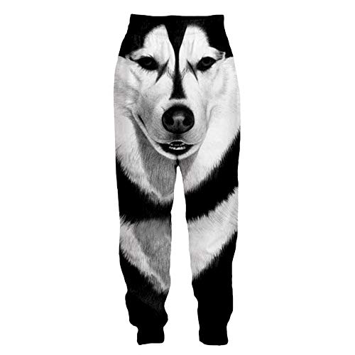 Surwin Unisex Jogger Hosen Herren Damen Trainingshose 3D Hund Tier Bedruckte Slim Fit Hose Jogginghose Hip Hop Streetwear Sporthose Baggy Kordelzug Freizeithosen Plus Size (Heiser,M) von Surwin
