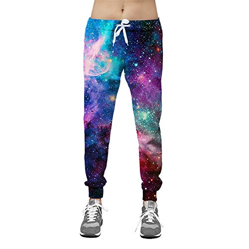 Surwin Unisex Jogger Hosen Herren Damen Trainingshose - 3D Sterne und Galaxie Bedruckte Jogginghose - Kordelzug mit Tasche Streetwear Sporthose Baggy Freizeithosen (Bunt,XXL) von Surwin