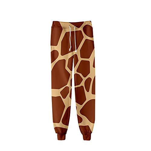 Surwin Unisex Jogger Hosen Herren Damen Trainingshose 3D Tier Leopard Bedruckte Slim Fit Hose Jogginghose Hip Hop Streetwear Sporthose Baggy Kordelzug Freizeithosen (Orange Giraffe,XL) von Surwin