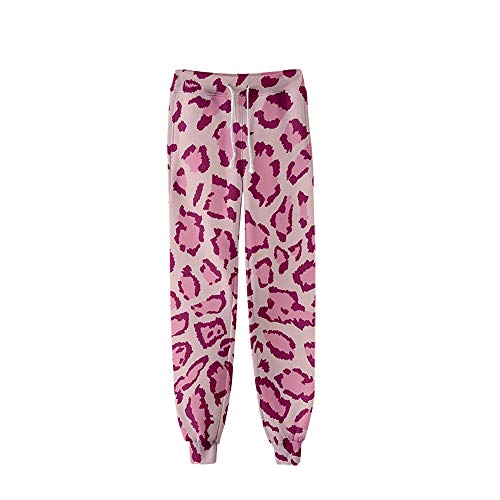 Surwin Unisex Jogger Hosen Herren Damen Trainingshose 3D Tier Leopard Bedruckte Slim Fit Hose Jogginghose Hip Hop Streetwear Sporthose Baggy Kordelzug Freizeithosen (Rosa Leopard,M) von Surwin