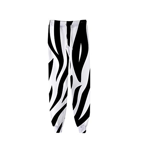 Surwin Unisex Jogger Hosen Herren Damen Trainingshose 3D Tier Leopard Bedruckte Slim Fit Hose Jogginghose Hip Hop Streetwear Sporthose Baggy Kordelzug Freizeithosen (Zebra Muster,3XL) von Surwin