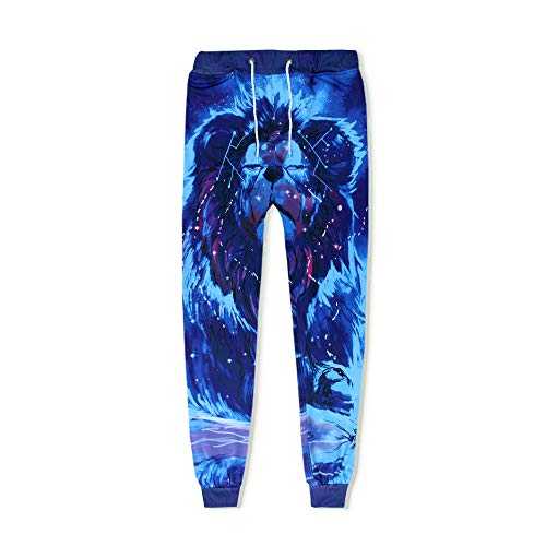 Surwin Unisex Jogger Hosen Herren Damen Trainingshose 3D druckte Jogginghose Kreativität Hip Hop Streetwear Sporthose Baggy Kordelzug Freizeithosen Plus Size (Löwe,XXL) von Surwin