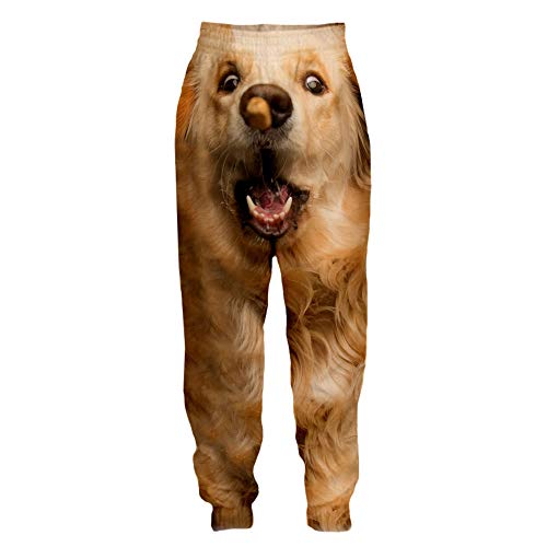 Surwin Unisex Jogger Hosen Herren Damen Trainingshose Kreative 3D Niedliches Tier Bedruckte Hose Jogginghose Streetwear Sporthose Baggy Kordelzug Freizeithosen Plus Size (Golden Retriever,L) von Surwin