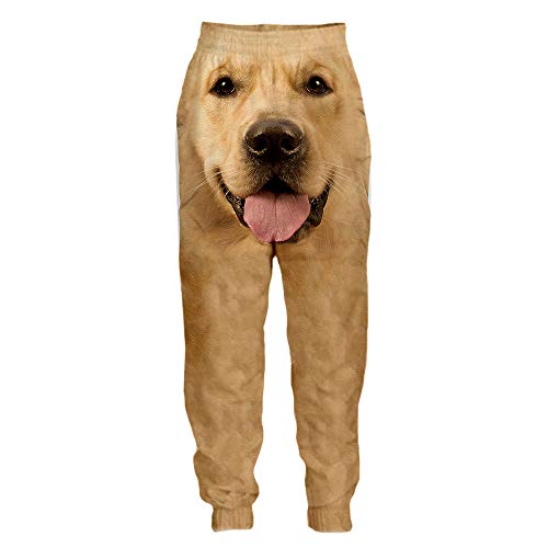 Surwin Unisex Jogger Hosen Herren Damen Trainingshose Kreative 3D Niedliches Tier Bedruckte Hose Jogginghose Streetwear Sporthose Baggy Kordelzug Freizeithosen Plus Size (Labrador,L) von Surwin