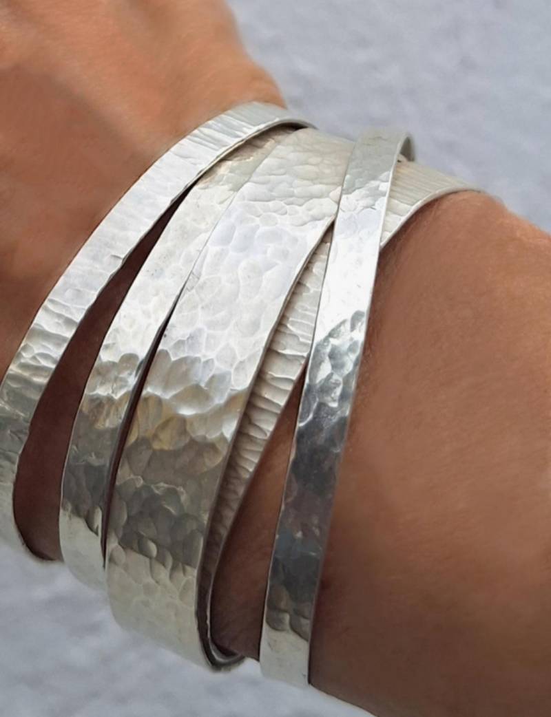Schöne Armspangen in 3 Größen Aus 935Er Sterling Silber Mit Hammerschlag 10/8/5 Mm Breite 1, 2 Stärke von SusIdeenReich