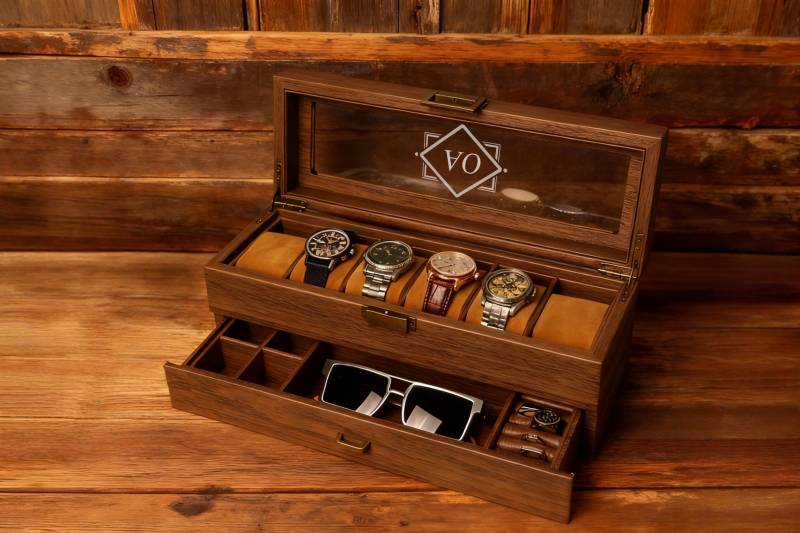 Personalized Engraved Watch Box, Custom Case, Customized Storage Jewelry Gift For Dad, Anniversary Birthday Men von SusSFinds