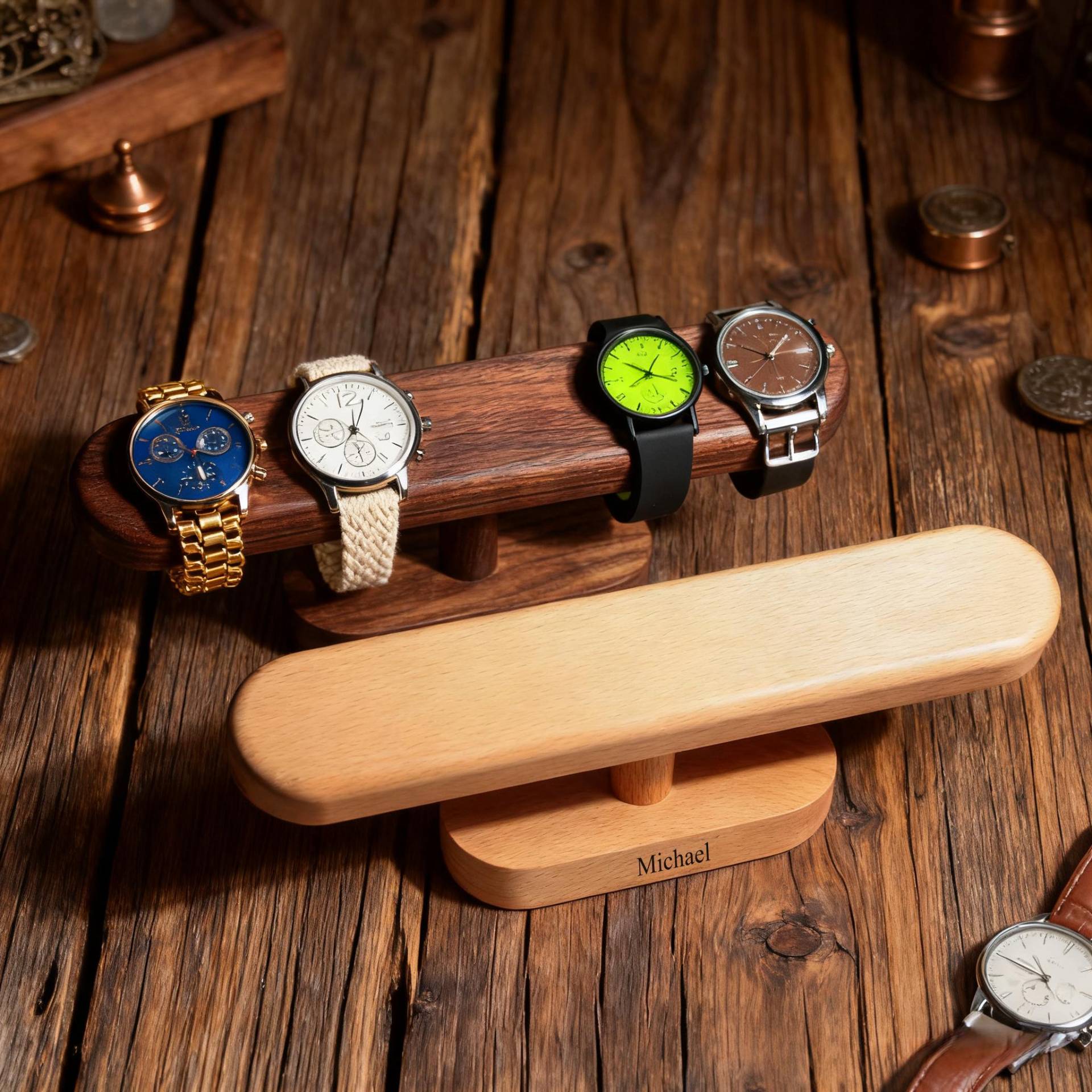 Personalized Wood Watch Holder Stand, Custom Name Display Gifts For A Lover, For Men, Him von SusSFinds