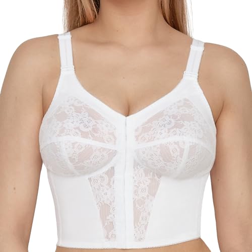 SUSA BH ohne Bügel Longline BH Classics I Bügelloser BH mit femininer Optik durch Spitzeneinsatz I Halbtransparenter BH mit 3-teilig genähten Cups von Susa