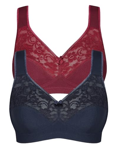 SUSA Baumwoll BH Damen 2er Pack - Basic 27931 - Größe B-E - Bügelloser BH mit Unterbrustband - 3-Geteilte Cups & verstellbare, gepolsterte Träger - Bequemer BH ohne Bügel mit Stützfunktion von Susa