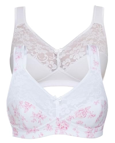 SUSA Baumwoll BH Damen 2er Pack - Basic 27931 - Größe B-E - Bügelloser BH mit Unterbrustband - 3-Geteilte Cups & verstellbare, gepolsterte Träger - Bequemer BH ohne Bügel mit Stützfunktion von Susa