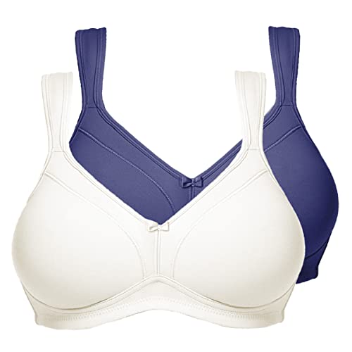 Susa BH Damen ohne Bügel Topsy 2er Pack I Damen-BHS mit nahtlos vorgeformten Cups I Hoher, optimaler Halt I Strapazierfähig I Marine/champag, I 95C von Susa