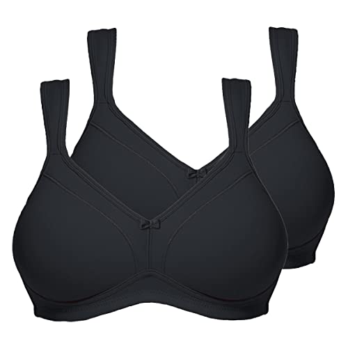 Susa BH Damen ohne Bügel Topsy 2er Pack I Damen-BHS mit nahtlos vorgeformten Cups I Hoher, optimaler Halt I Strapazierfähig I schwarz I 80B von Susa