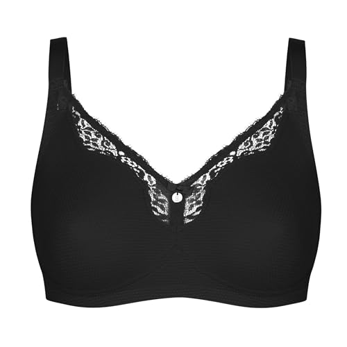 Susa BH Damen ohne Bügel Capri I Damen-BHS mit gemoldeten Cups & transparentem Spitzenstoff I Wunderbares Hautgefühl bei hohem I schwarz I 75C von Susa