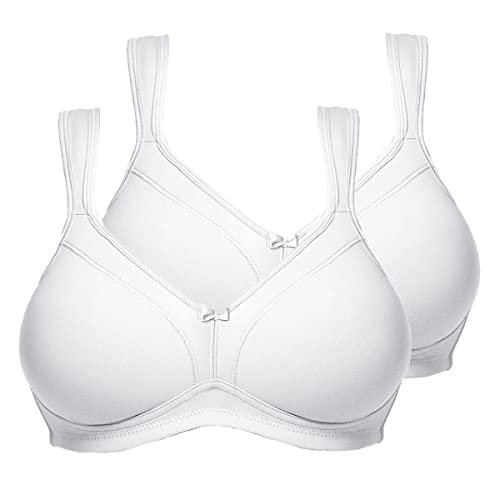 Susa BH Damen ohne Bügel Topsy 2er Pack I Damen-BHS mit nahtlos vorgeformten Cups I Hoher, optimaler Halt I Strapazierfähig I weiß I 100D von Susa