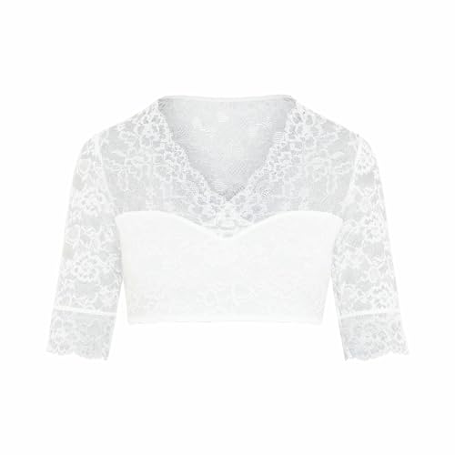 Susa Damen 5568 Wiesn-Zauber Dirndl-Bluse halbarm, Durchscheinend, Ivory, 48 von Susa