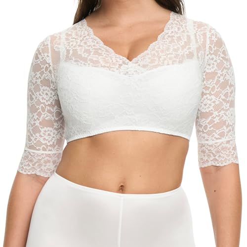 Susa Damen 5568 Wiesn-Zauber Dirndl-Bluse halbarm, Durchscheinend, weiß, 48 von Susa