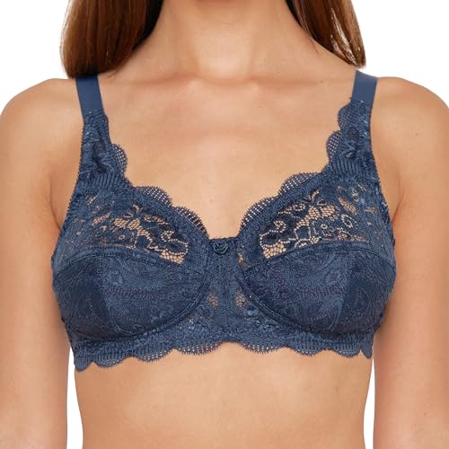 Susa Damen Ohne Bügel aus Elastischer Spitze Latina 7814 B gelloser BH, Blau (Marine 022), 75C EU von Susa