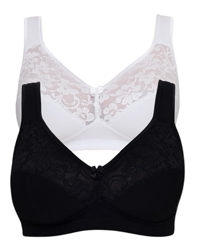 SUSA Baumwoll BH Damen 2er Pack - Basic 27931 - Größe B-E - Bügelloser BH mit Unterbrustband - 3-Geteilte Cups & verstellbare, gepolsterte Träger - Bequemer BH ohne Bügel mit Stützfunktion von Susa