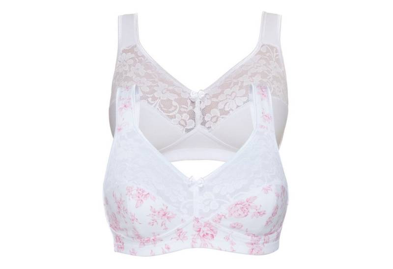 Susa Set: Bügelloser BH Susa Doppelpack BH ohne Bügel 27931 (95 B Weiss/Rose-Print) von Susa