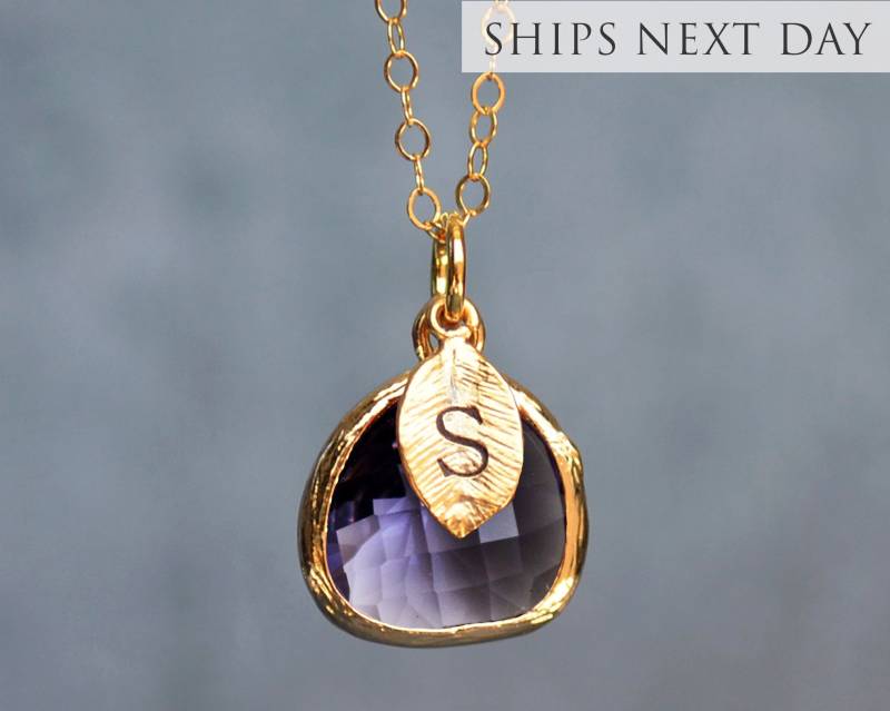 Amethyst Halskette, Februar Birthstone Aquarius Brautjungfer Custom Initial Halskette von Susabellas