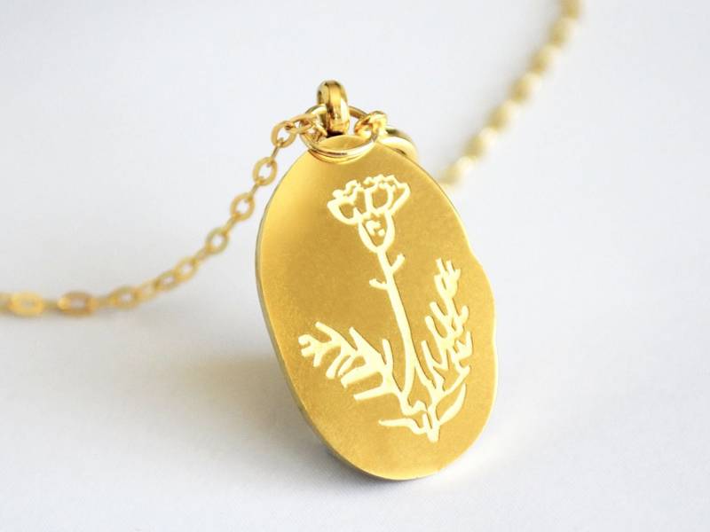 Januar Geburtsblumen-Halskette Gold Nelke Anhänger von Susabellas