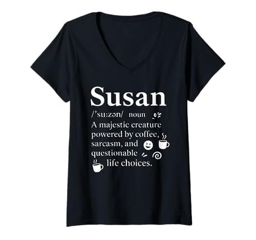 Damen Lustiges Susan Name Shirt Susan Wörterbuch Shirt T-Shirt mit V-Ausschnitt von Susan Definition Shirt for People Named Susan